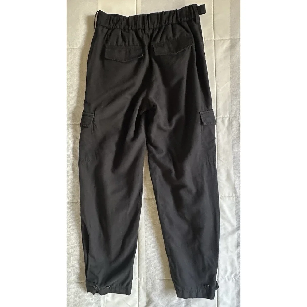 Banana Republic Lyocell Linen Blend‎ Belted Cargo Pants 6L Black RT $110 READ